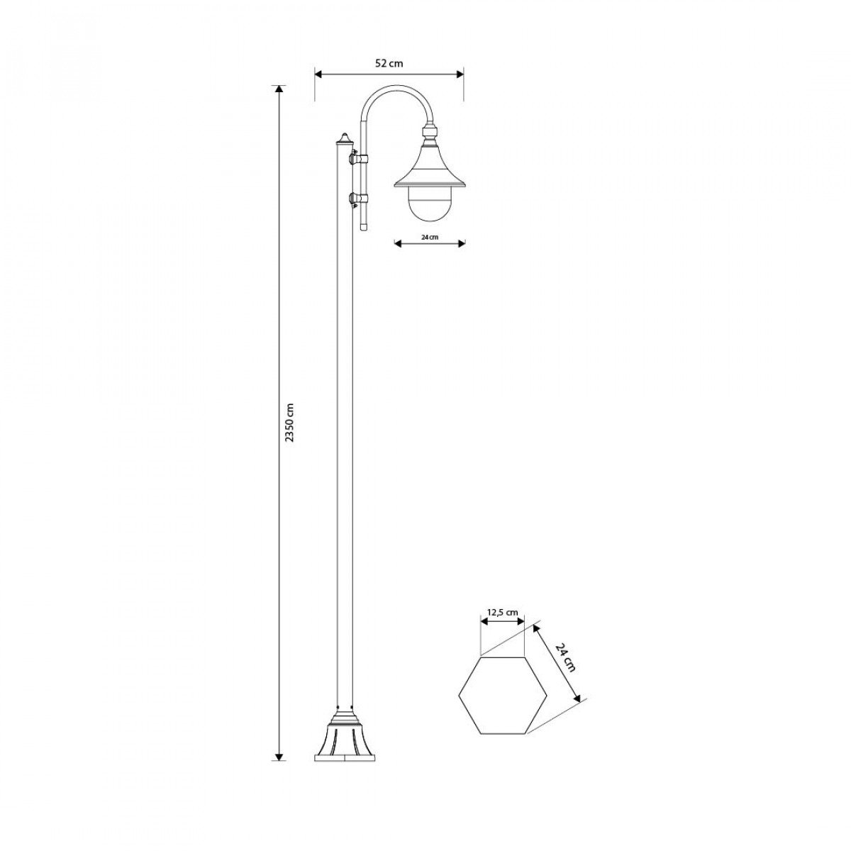 Handcrafted 1-light lamppost Rimini