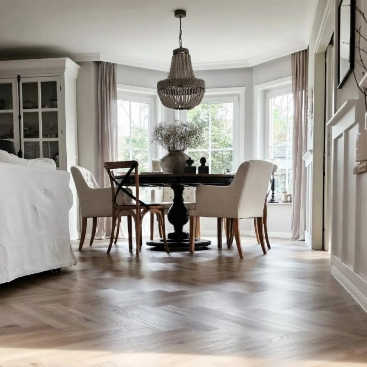 Wood beaded chandelier Zion