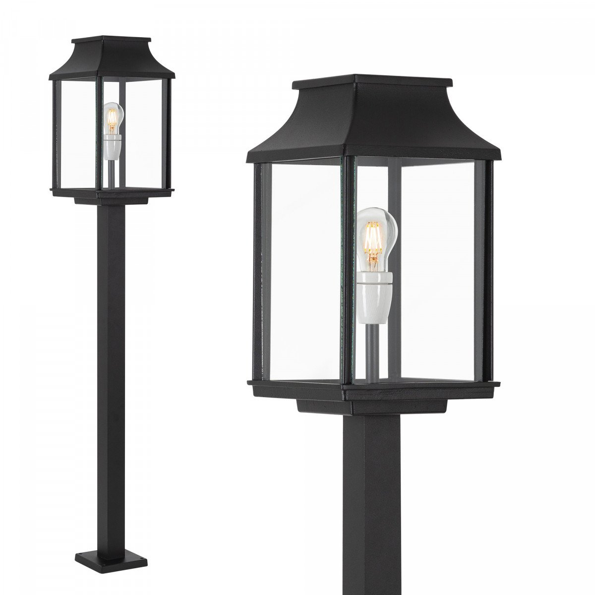 lighting post Praag, modern exterior lighting beautiful black outdoor lighting with glass panels from KS outdoor lighting company