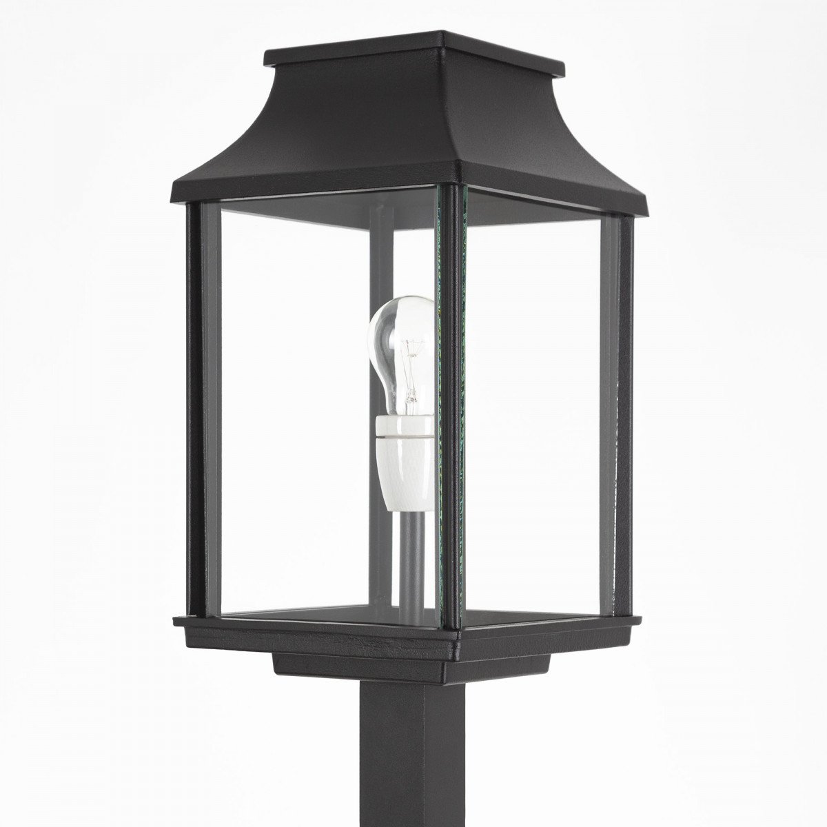 lighting post Praag, modern exterior lighting beautiful black outdoor lighting with glass panels from KS outdoor lighting company