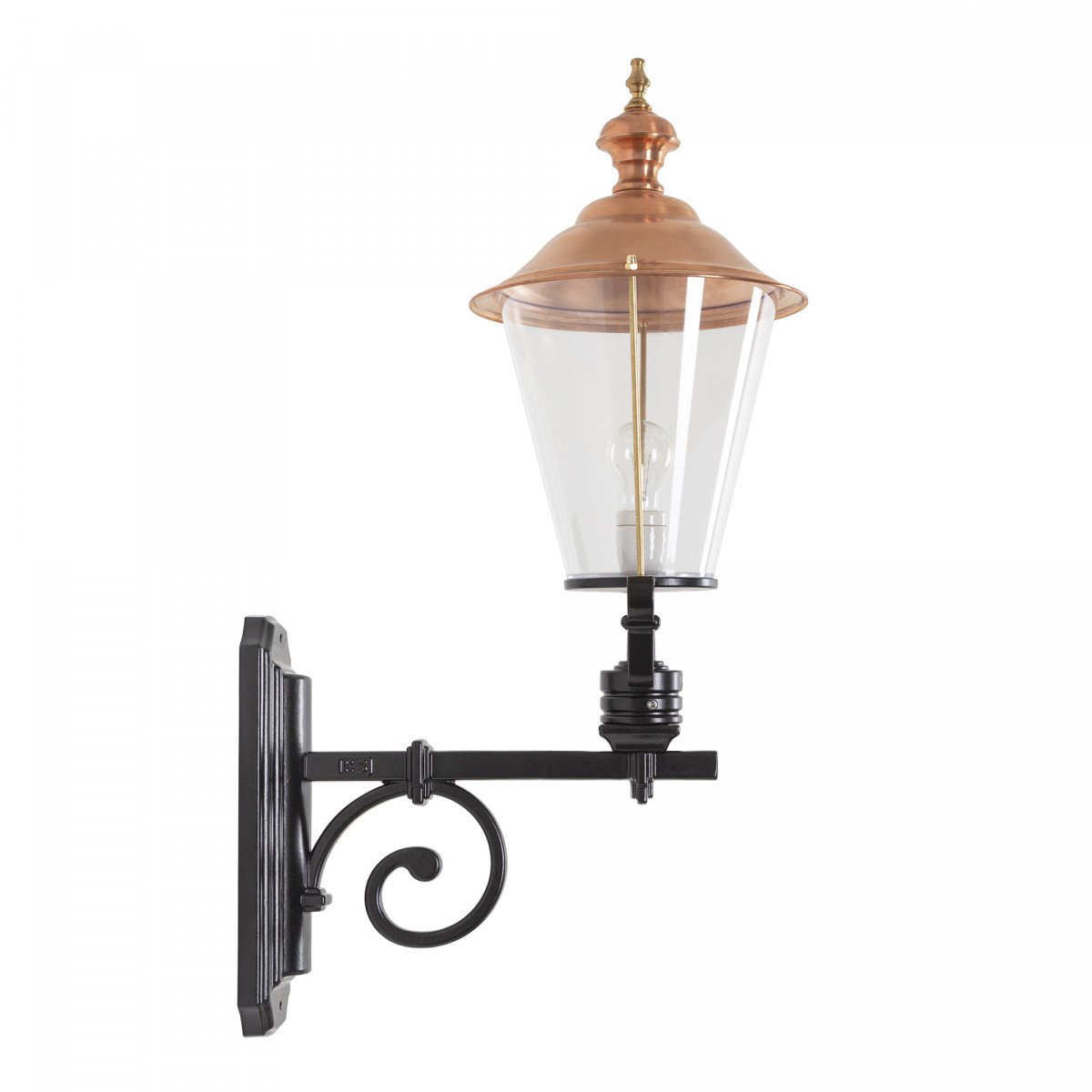 graceful curved wall bracket with round hood with copper lid