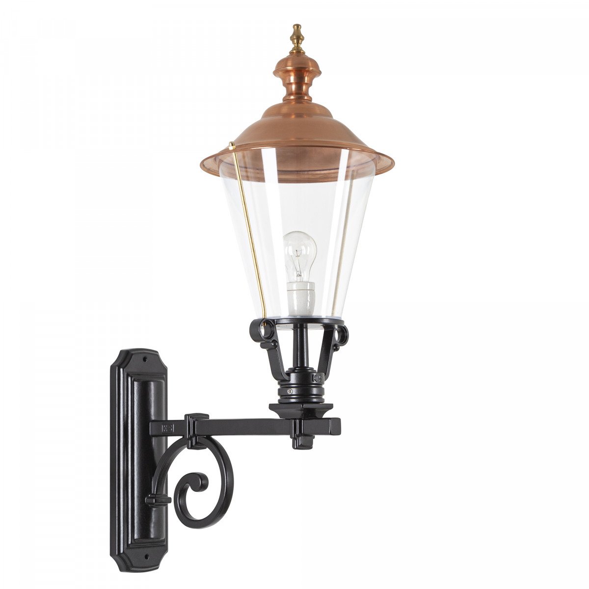 graceful curved wall bracket with round hood with copper lid