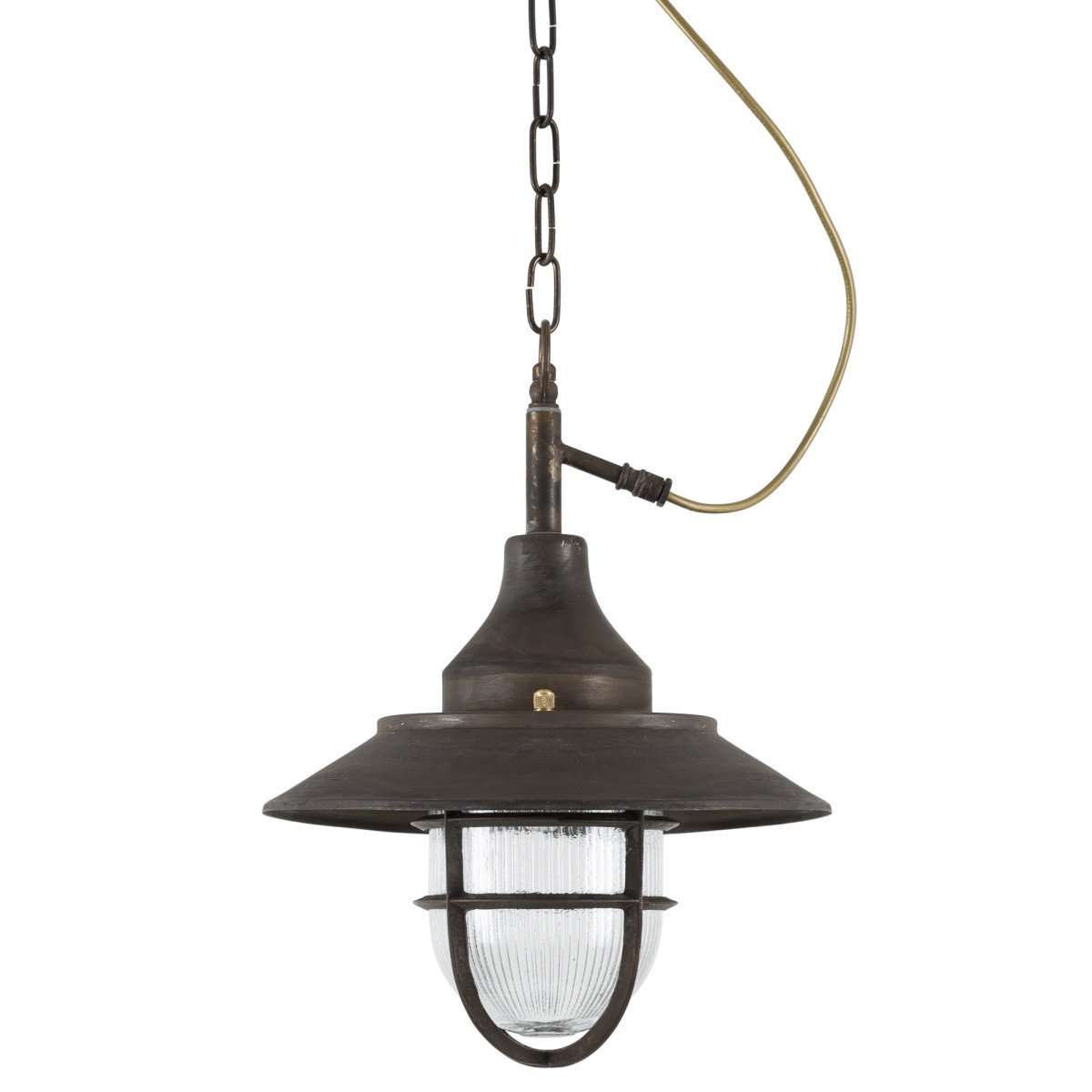 Navy Pendant light Dark Brass