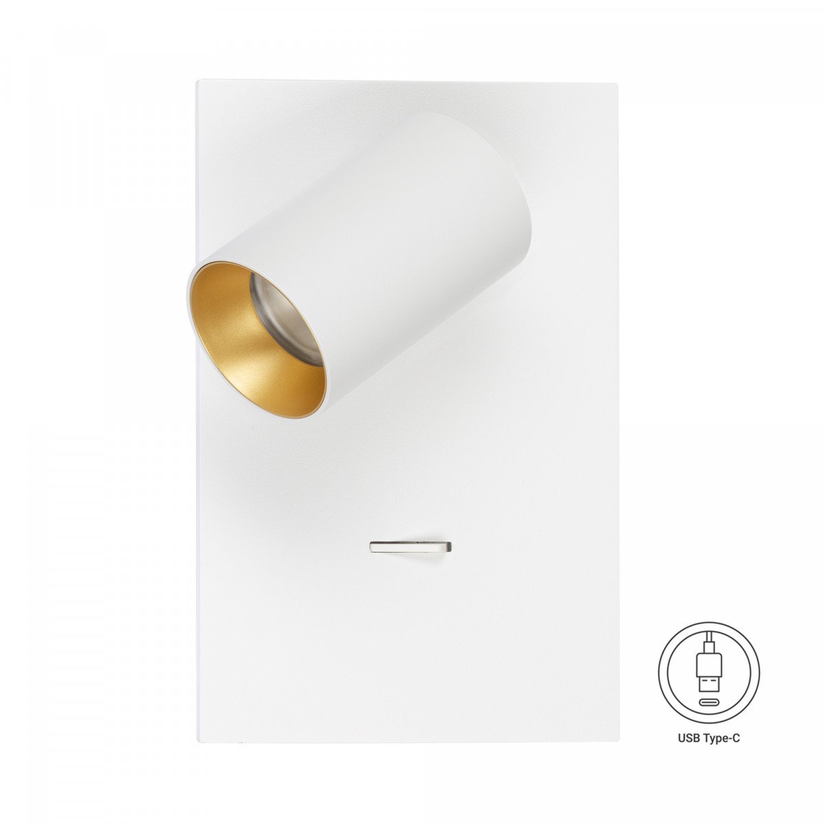 Moderne wandspot Mila voorzien van USB poorten en aan/uit knop