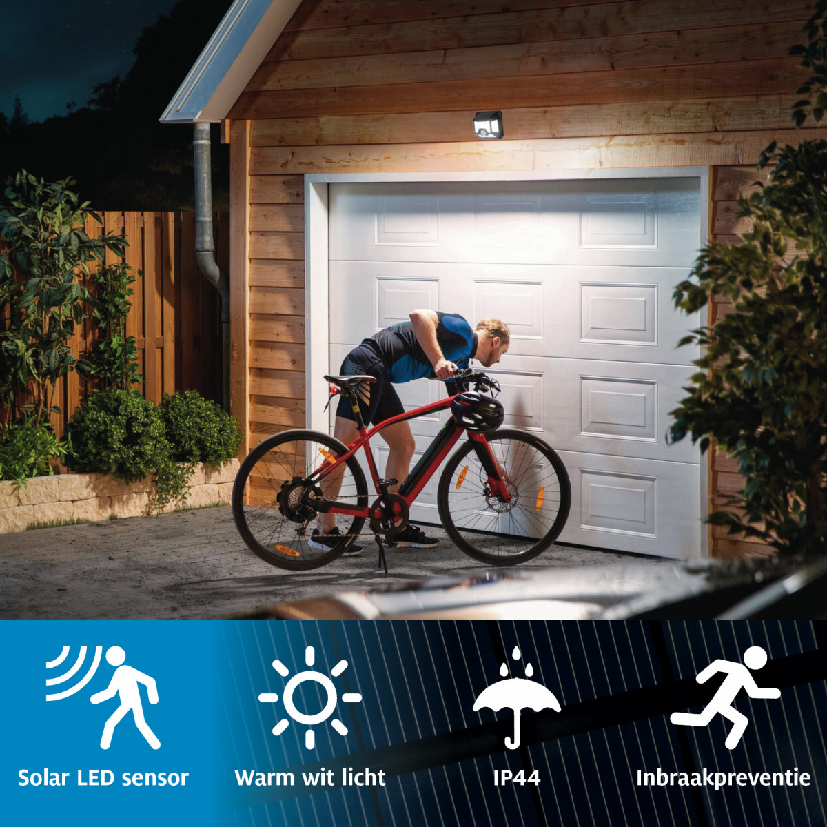 solys s led solar sensor lamp black