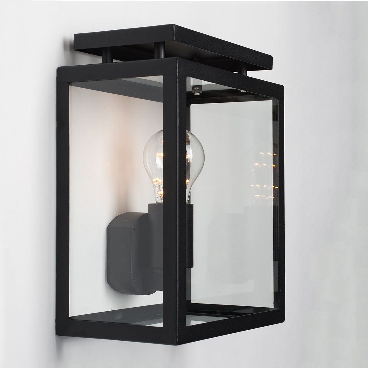 Modern exterior lighting beautiful black outdoor flush mount modern classic outdoor wall lamp with glass panels from KS outdoor lighting company, Vecht flat wall light