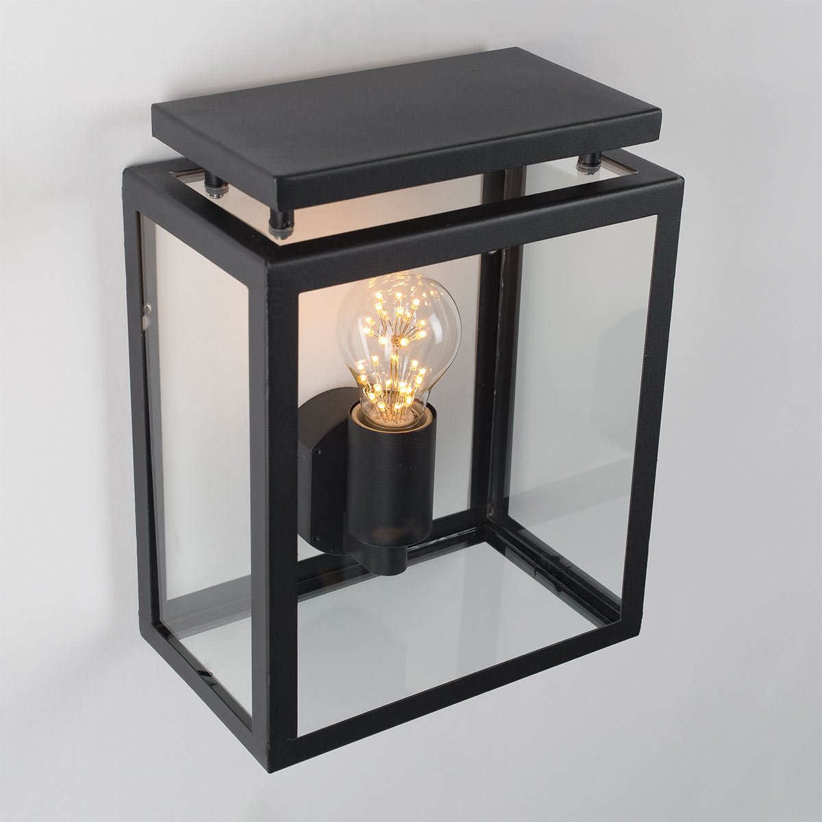 Modern exterior lighting beautiful black outdoor flush mount modern classic outdoor wall lamp with glass panels from KS outdoor lighting company, Vecht flat wall light