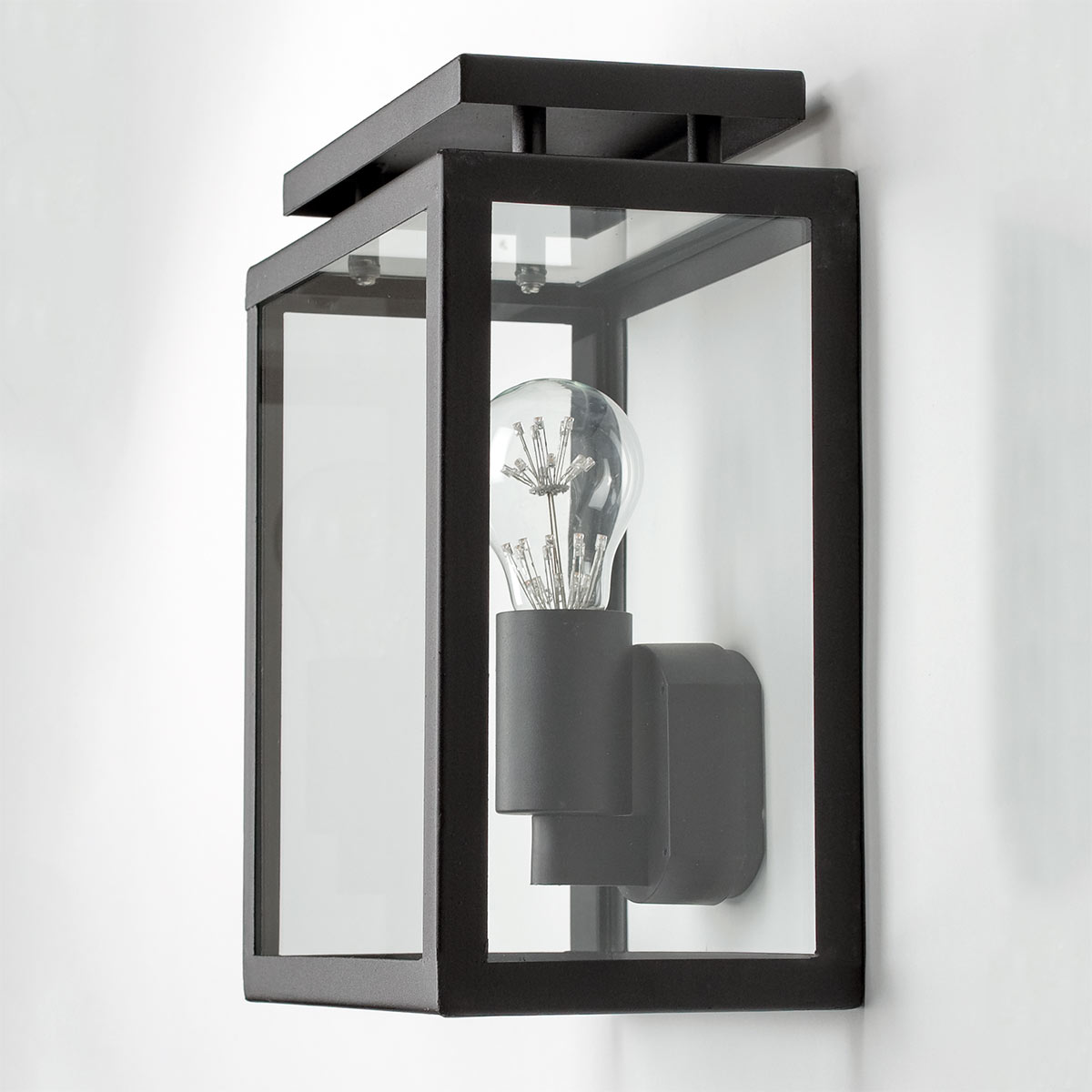 Modern exterior lighting beautiful black outdoor flush mount modern classic outdoor wall lamp with glass panels from KS outdoor lighting company, Vecht flat wall light