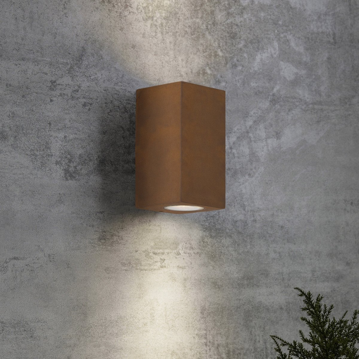 KS Verlichting Levi Up en Down corten staal up- en downlighter buitenlamp met roestbruine kleur