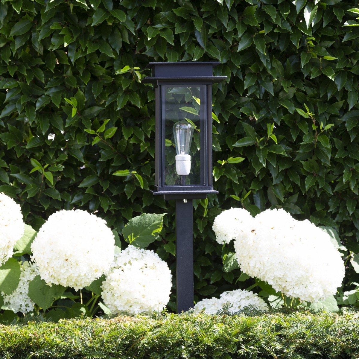 lighting post Praag, modern exterior lighting beautiful black outdoor lighting with glass panels from KS outdoor lighting company