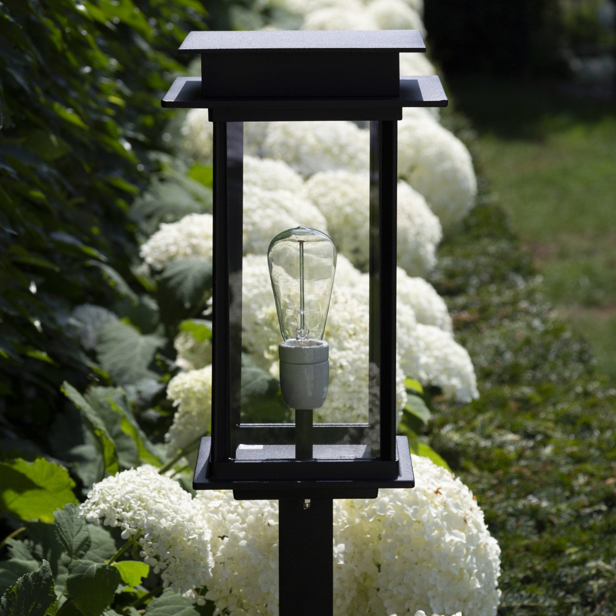 lighting post Praag, modern exterior lighting beautiful black outdoor lighting with glass panels from KS outdoor lighting company