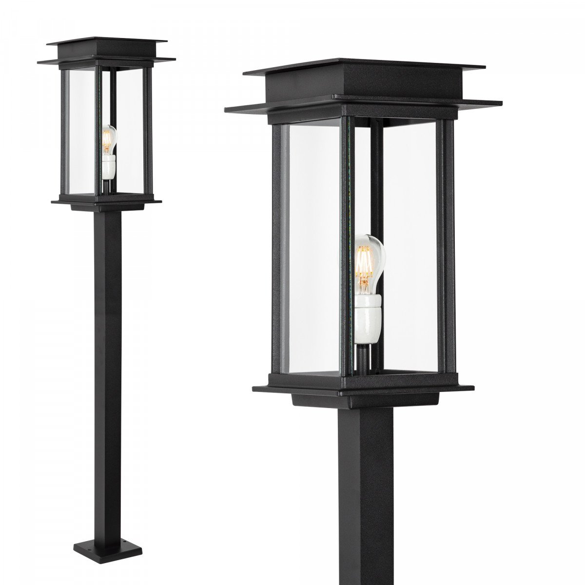 lighting post Praag, modern exterior lighting beautiful black outdoor lighting with glass panels from KS outdoor lighting company