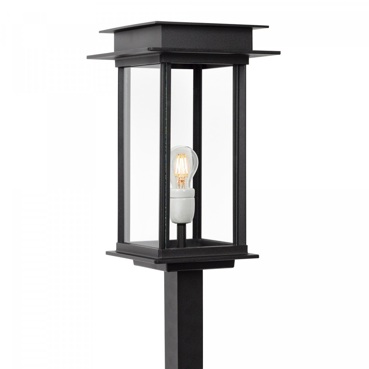 lighting post Praag, modern exterior lighting beautiful black outdoor lighting with glass panels from KS outdoor lighting company