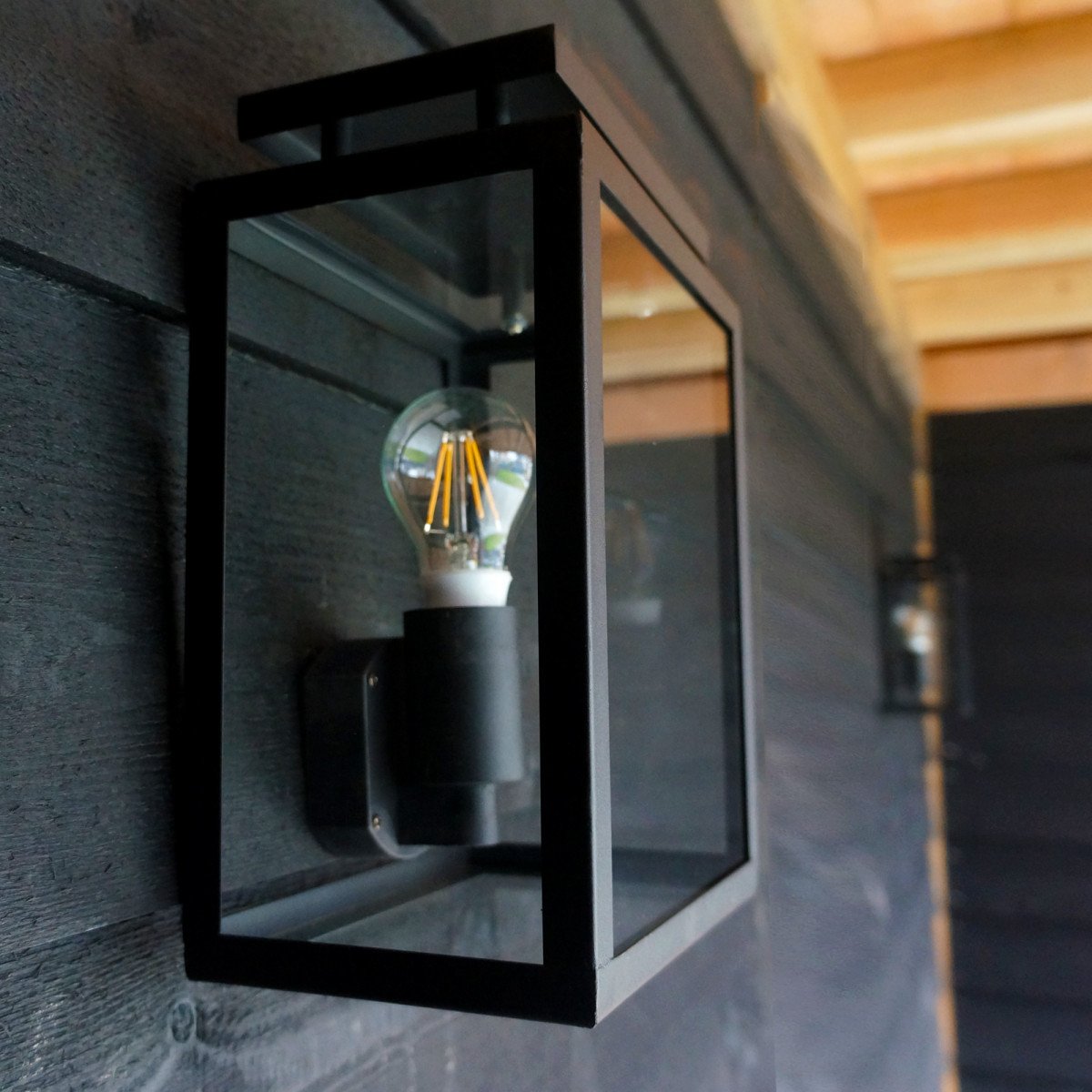 Modern exterior lighting beautiful black outdoor flush mount modern classic outdoor wall lamp with glass panels from KS outdoor lighting company, Vecht flat wall light