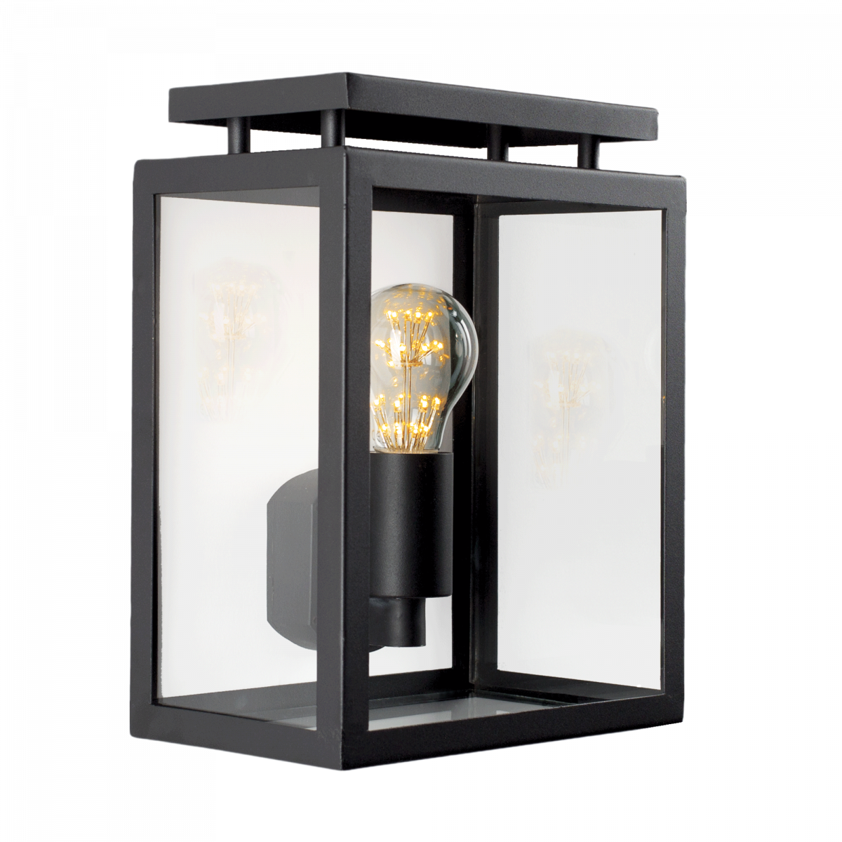Modern exterior lighting beautiful black outdoor flush mount modern classic outdoor wall lamp with glass panels from KS outdoor lighting company, Vecht flat wall light