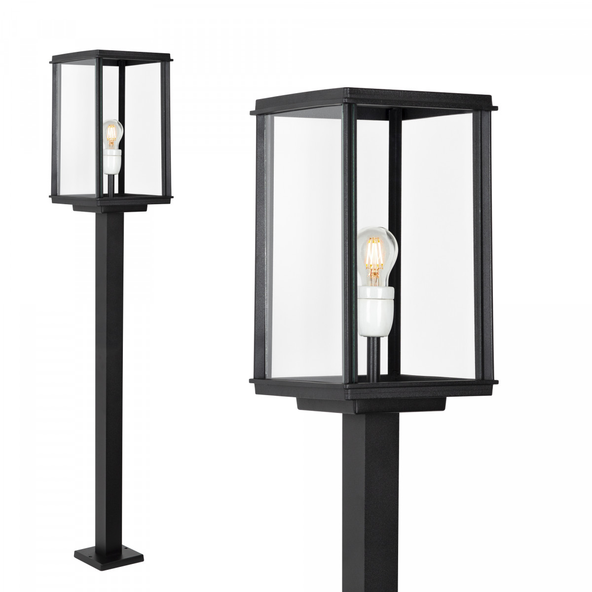 Outdoor lighting post sleek and stylish, black outdoor lighting, rectangular design from KS outdoor lighting company